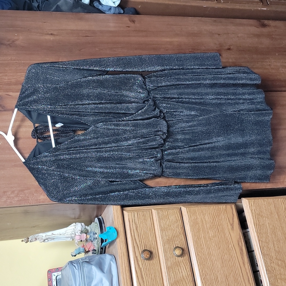 SOLD- Xhileration Large Metallic Romper